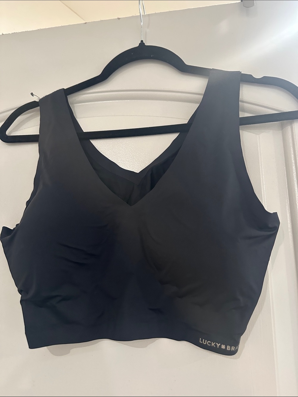 Lucky Brand Black V-Neck Seamless Sports Bralette